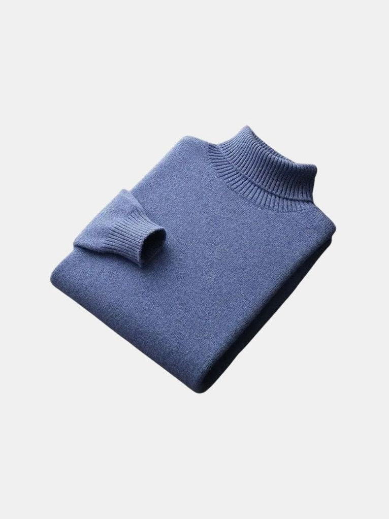 100% Merino Wool Turtleneck Sweater – Corsavi in Blue