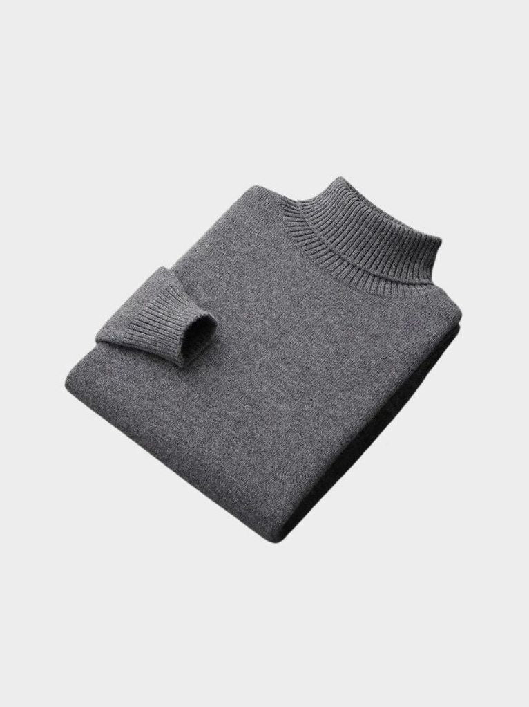 100% Merino Wool Turtleneck Sweater – Corsavi in Dark Grey