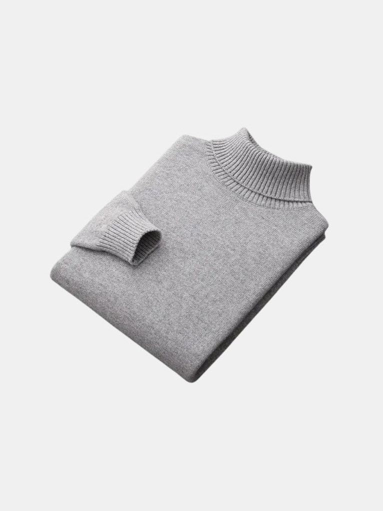 100% Merino Wool Turtleneck Sweater – Corsavi in Light Gray