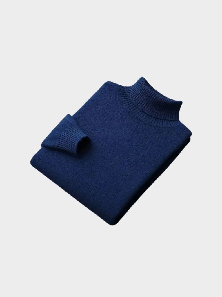 100% Merino Wool Turtleneck Sweater – Corsavi in Navy Blue