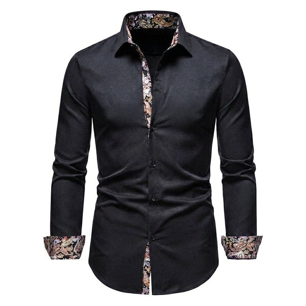 Men's Anti-Crease Tailored-Fit Dress Shirt in Black