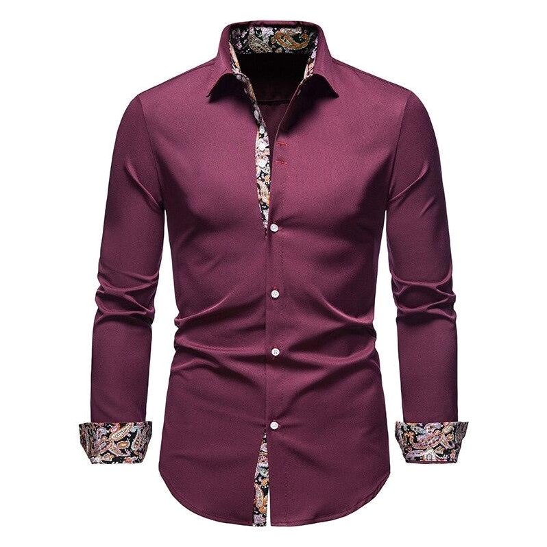 Men's Anti-Crease Tailored-Fit Dress Shirt in Purple