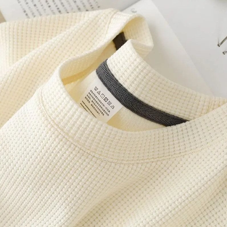 Bellagio - Men's Ultra-Comfort Waffle T-Shirt in Almond Cream