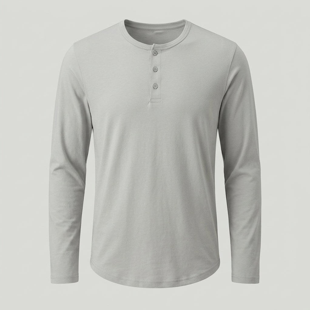 Brera - Men's Ultra-Comfort Long Sleeve Henley in Steel Gray