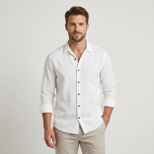 Capri Linen Resort Shirt – Open Collar for Men, view 1