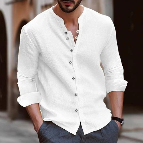 Capri Linen Resort Shirt – Open Collar for Men in White