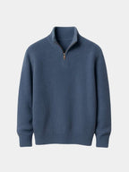 Classic Highland Quarter-Zip Sweater for Men in Blue