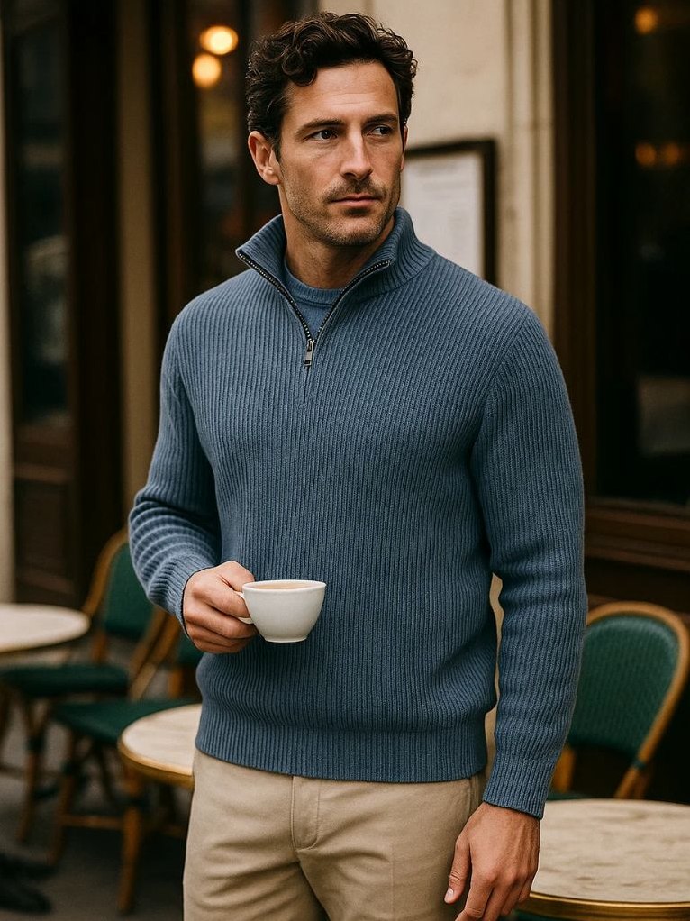 Classic Highland Quarter-Zip Sweater for Men, view 3