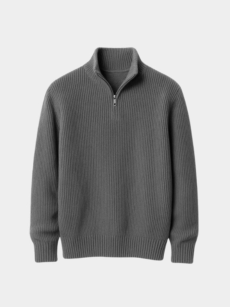 Classic Highland Quarter-Zip Sweater for Men in Gray