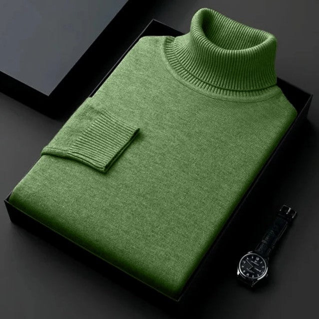 Connaught Cashmere Roll-Neck for Men in Army Green