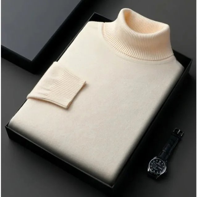 Connaught Cashmere Roll-Neck for Men in Beige