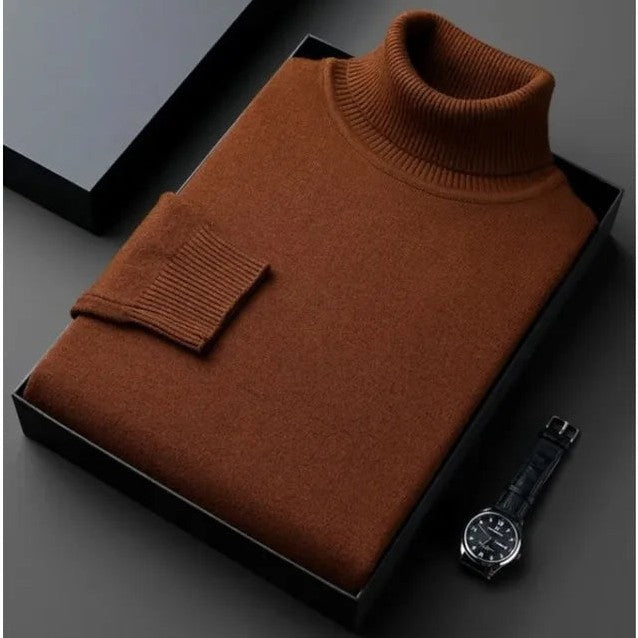 Connaught Cashmere Roll-Neck for Men in Brown