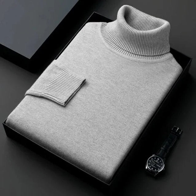 Connaught Cashmere Roll-Neck for Men in Light Gray