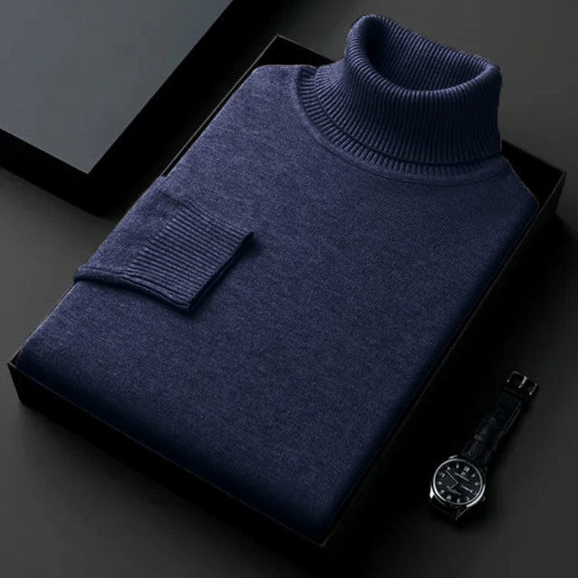 Connaught Cashmere Roll-Neck for Men in Navy