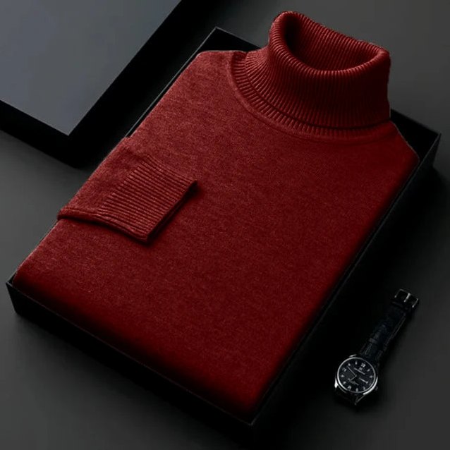 Connaught Cashmere Roll-Neck for Men in Wine Red