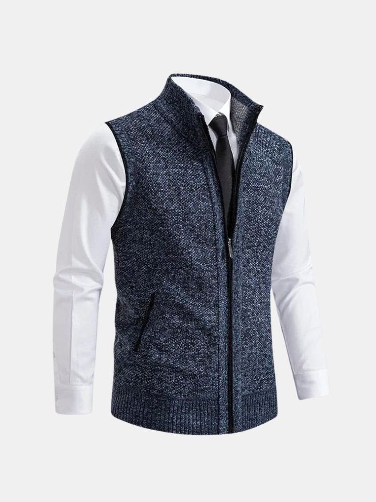 Elegant Full-Zip Sweater Vest – Corsavi in Blue