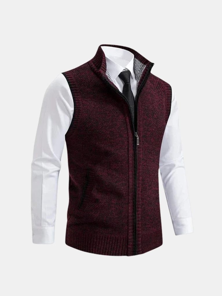 Elegant Full-Zip Sweater Vest – Corsavi in Red