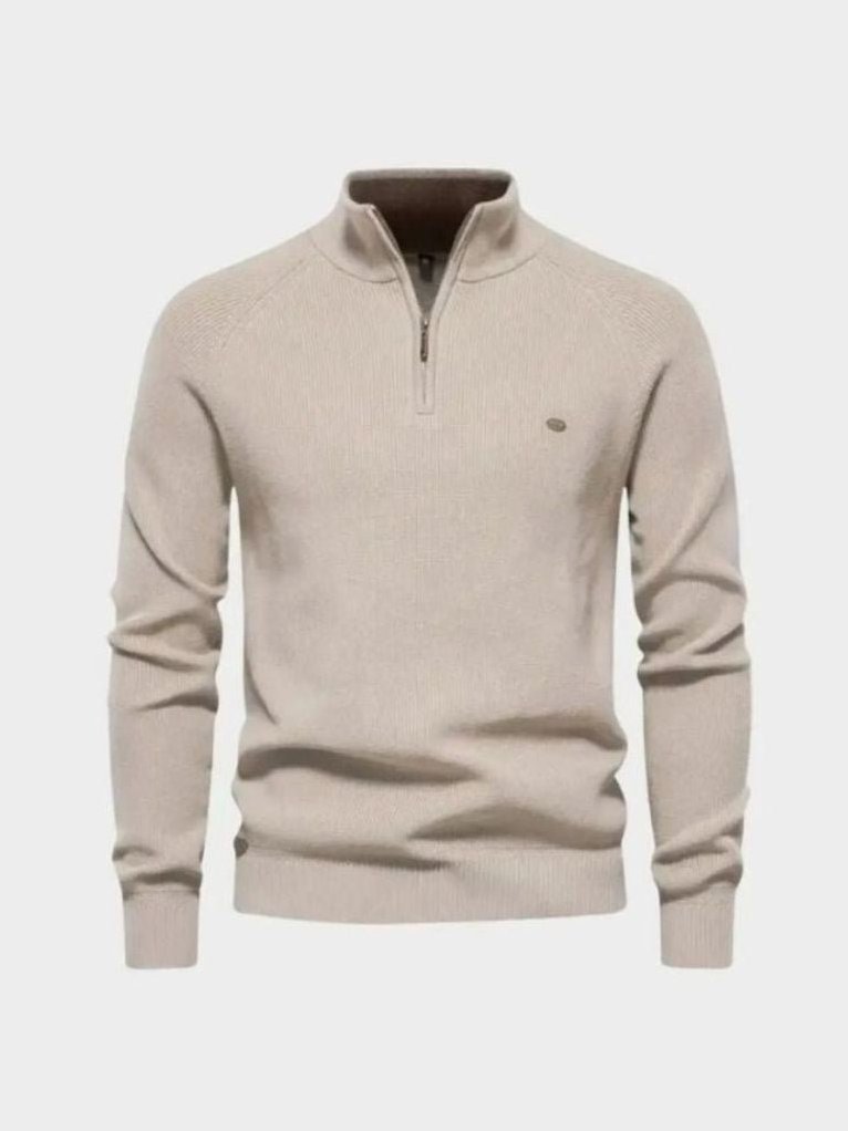 Elegant Quarter Zip Sweater – Corsavi in Beige