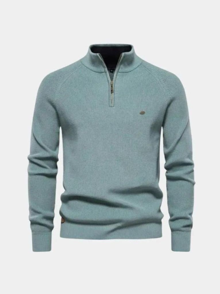 Elegant Quarter Zip Sweater – Corsavi in Grey