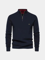 Elegant Quarter Zip Sweater – Corsavi in Navy Blue