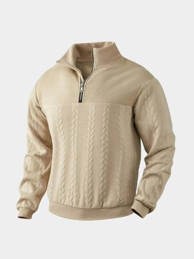 Essential Henley Quarter Zip Pullover – Corsavi in Beige