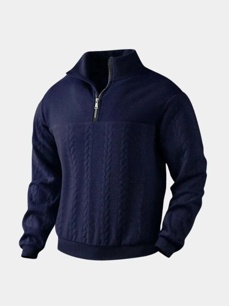 Essential Henley Quarter Zip Pullover – Corsavi in Blue