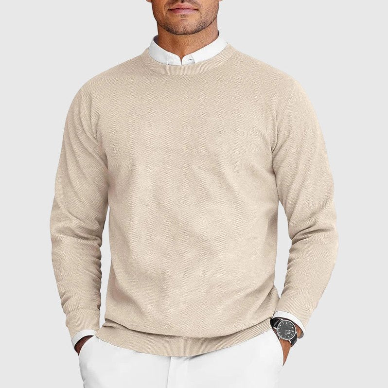 Everyday Casual Men’s Crew-Neck Sweater in Beige