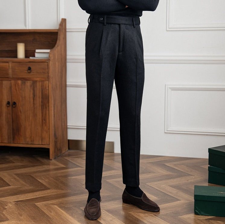 Heritage Wool Blend Herringbone Trousers for Men, view 2