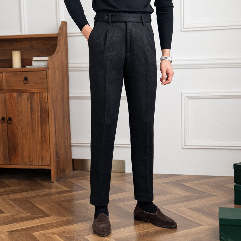 Heritage Wool Blend Herringbone Trousers for Men, view 3