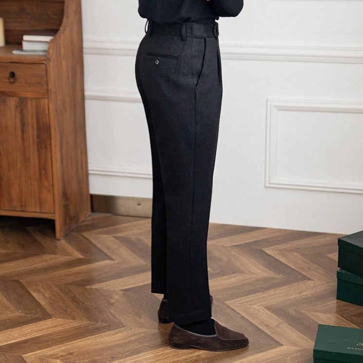 Heritage Wool Blend Herringbone Trousers for Men, view 4