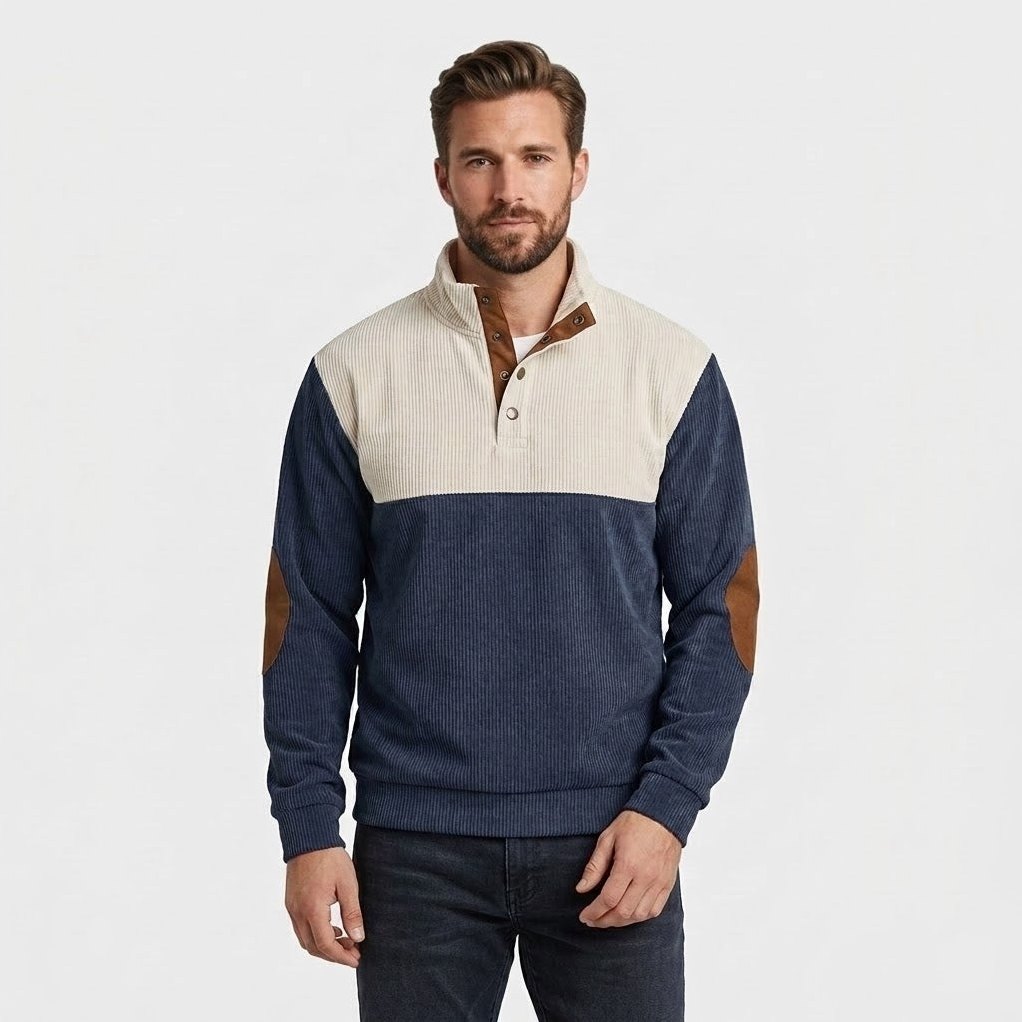 High Collar Corduroy Retro Pullover for Men, view 1