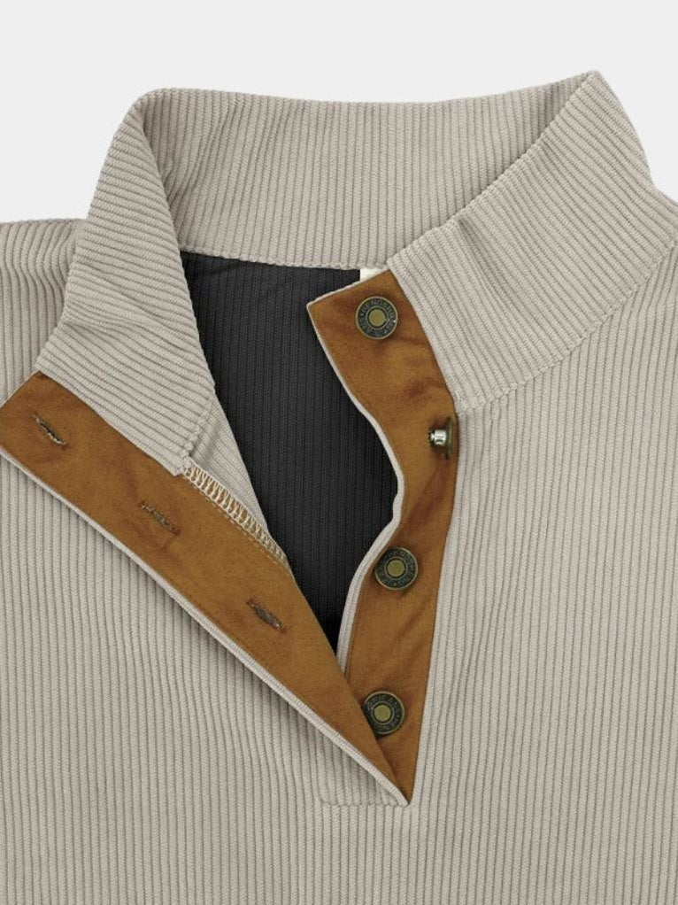 High Collar Corduroy Retro Pullover for Men, view 11