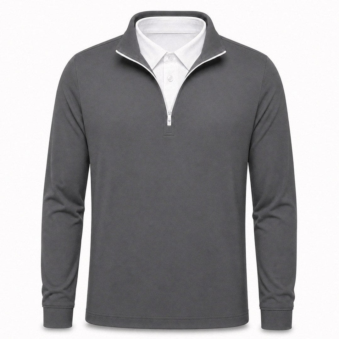 Leon - Men’s Ultra-Comfort 2-in-1 Quarter-Zip in Graphite Gray