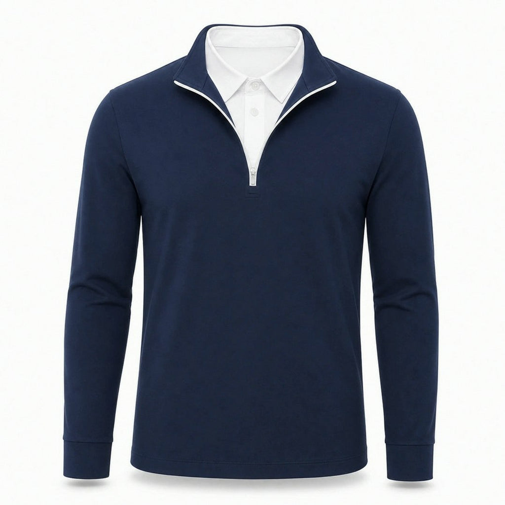Leon - Men’s Ultra-Comfort 2-in-1 Quarter-Zip in Midnight Navy