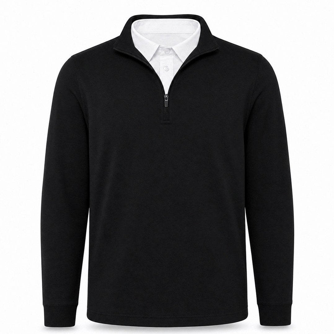 Leon - Men’s Ultra-Comfort 2-in-1 Quarter-Zip in Onyx Black