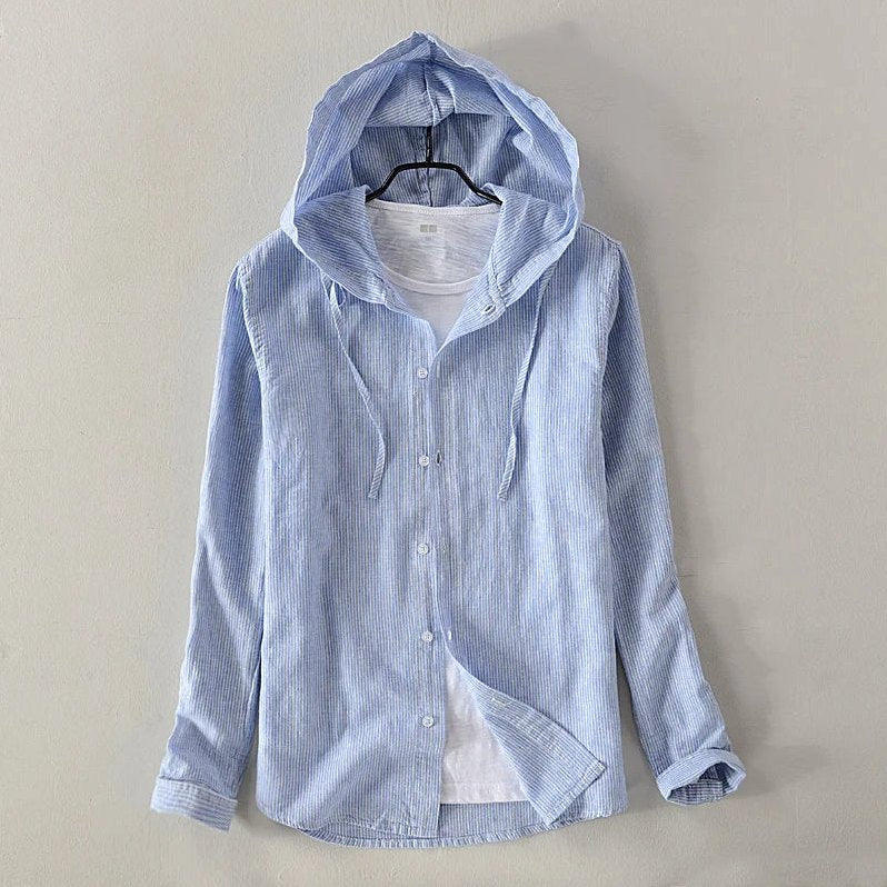 Linden Linen Pullover for Men in Blue