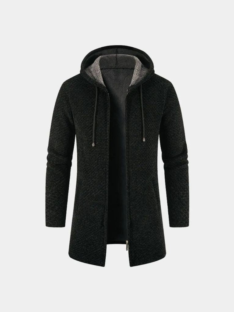 Locarno Knitted Hooded Winter Coat – Corsavi in Black
