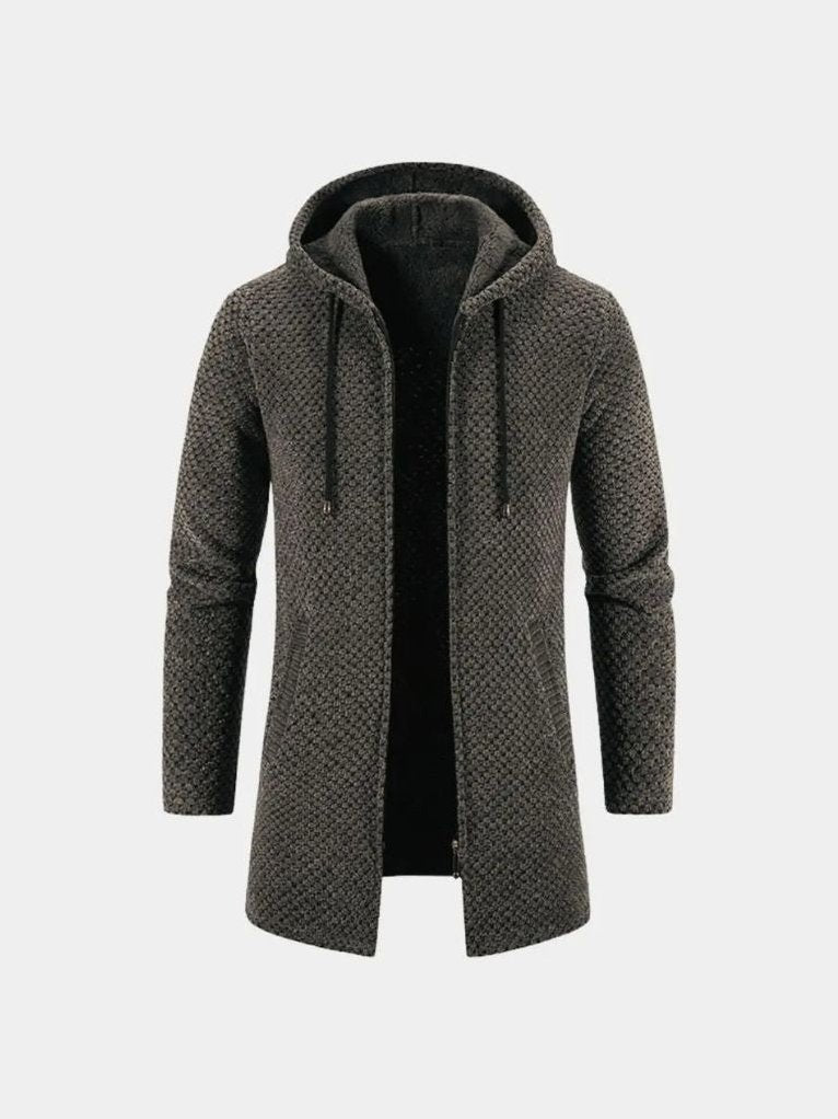 Locarno Knitted Hooded Winter Coat – Corsavi in Dark Gray