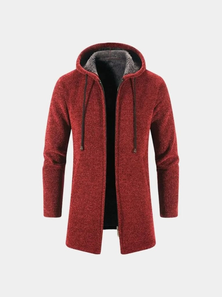 Locarno Knitted Hooded Winter Coat – Corsavi in Red