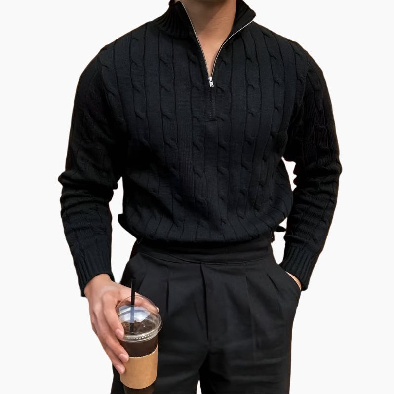Lucerne Half Zip Sweater for Men in Black