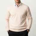 Men’s Cashmere V-Neck Sweater – Corsavi in Beige