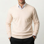 Men’s Cashmere V-Neck Sweater – Corsavi in Beige