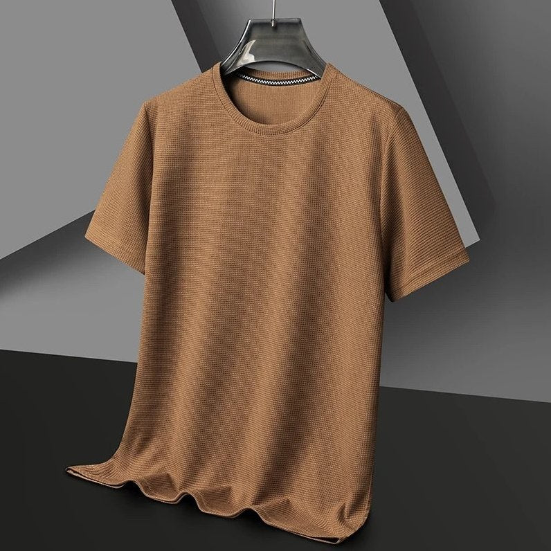Menton - Men's Ultra-Comfort Waffle Crew T-Shirt in Caramel Brown