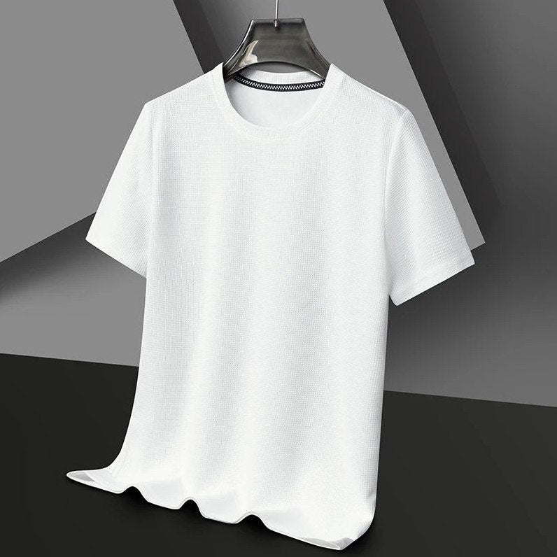 Menton - Men's Ultra-Comfort Waffle Crew T-Shirt in Chalk White