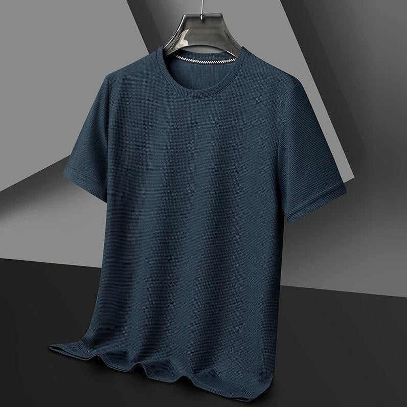 Menton - Men's Ultra-Comfort Waffle Crew T-Shirt in Midnight Navy