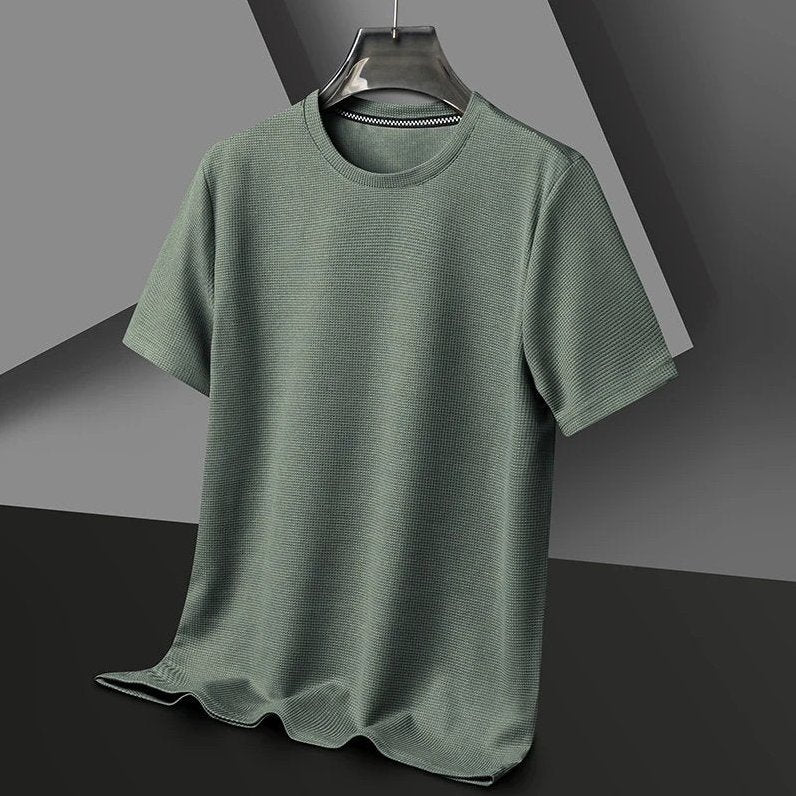 Menton - Men's Ultra-Comfort Waffle Crew T-Shirt in Sage Green