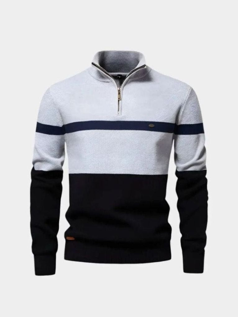 Quarter-Zip Jumper Sweater for Men in Gray