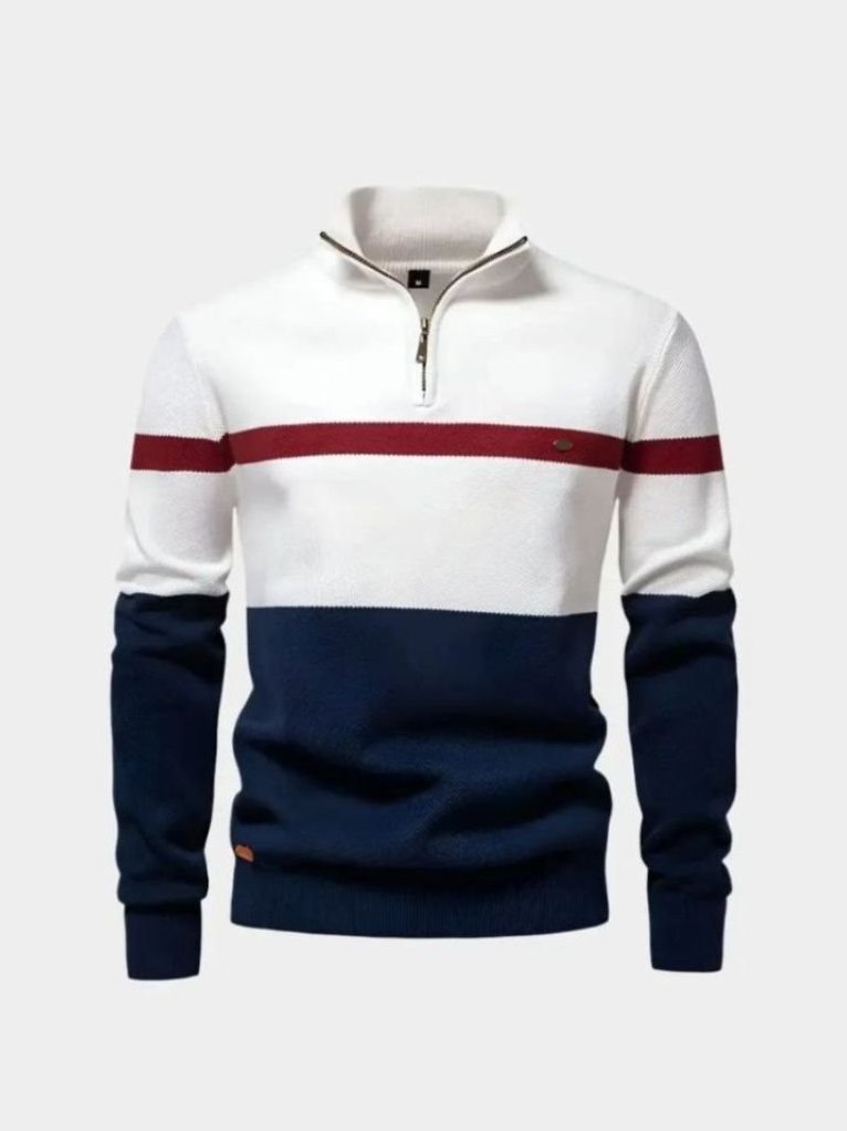Quarter-Zip Jumper Sweater for Men in White