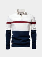 Quarter-Zip Jumper Sweater for Men in White