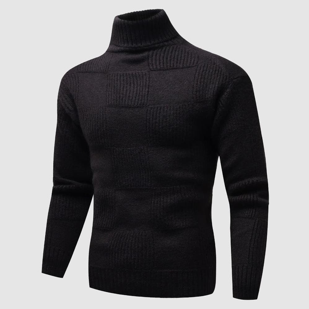 Rhys – Men's Fitted Turtleneck Jumper in Black